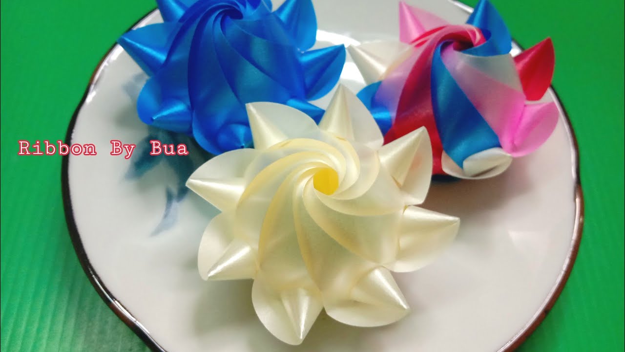 วิธีพับเหรียญโปรยทาน ดอกพุด แบบดอกใหญ่Ep.195/Ribbon By Bua