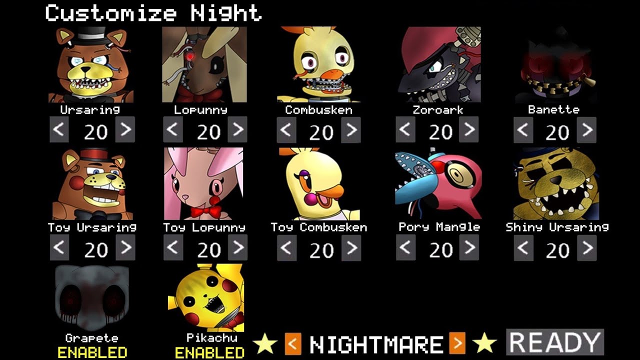 10/20 MAX MODE!!! | FIVE NIGHTS AT POKÉMON'S | NIGHTMARE | MODO 10/20 | FNAF FAN GAME 2015 |