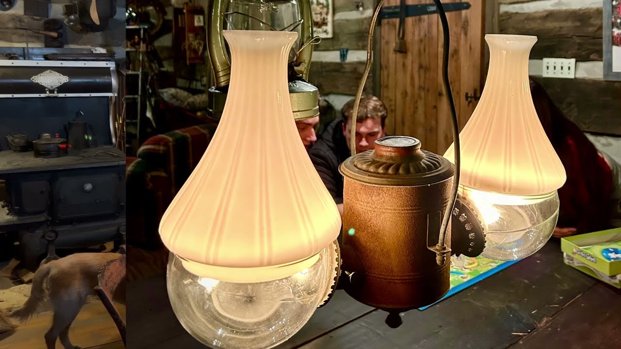 Oil lamps at the cabin, 2 Angle lamps and 1 Aladdin ￼