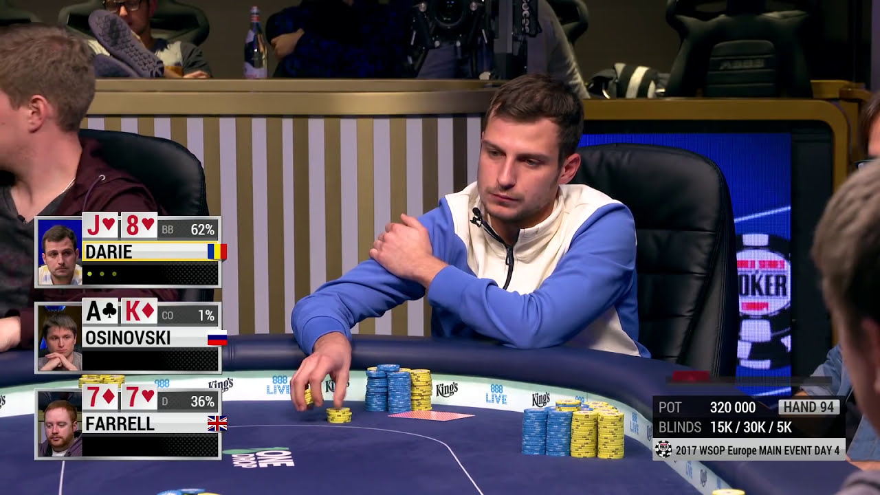 Farrel vs Daria Flopped Set into Flopped Straight (2017 WSOPE Main Event)