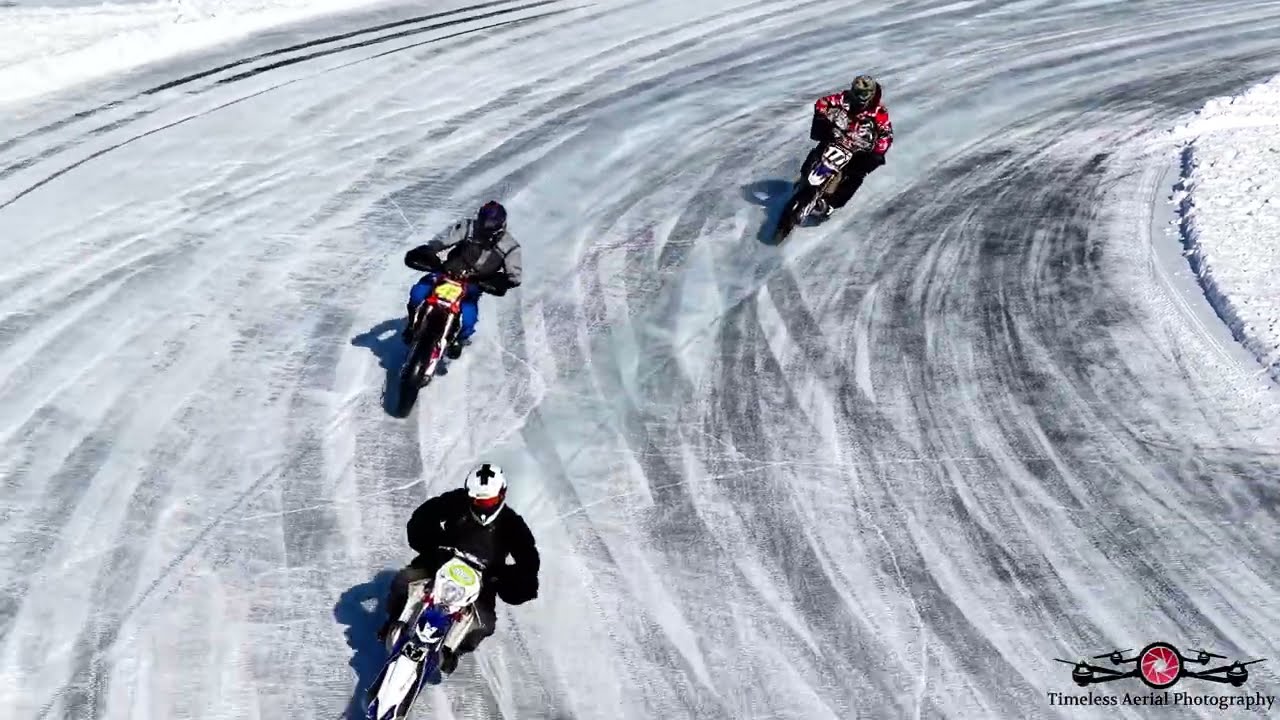 Moto On Ice Must See Ice racing Bikes On A Beautiful Ice Track 6K Drone Footage