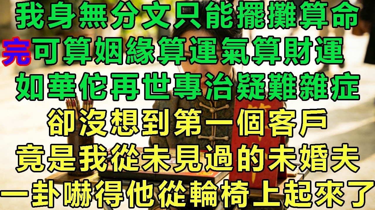 【玄學少女完結】我身無分文只能擺攤算命，可算姻緣算運氣算財運，如華佗再世專治疑難雜症，卻沒想到第一個客戶，竟是我從未見過的未婚夫，一卦嚇得他從輪椅上起來了#故事 #靈異故事 #情感故事 #玄學