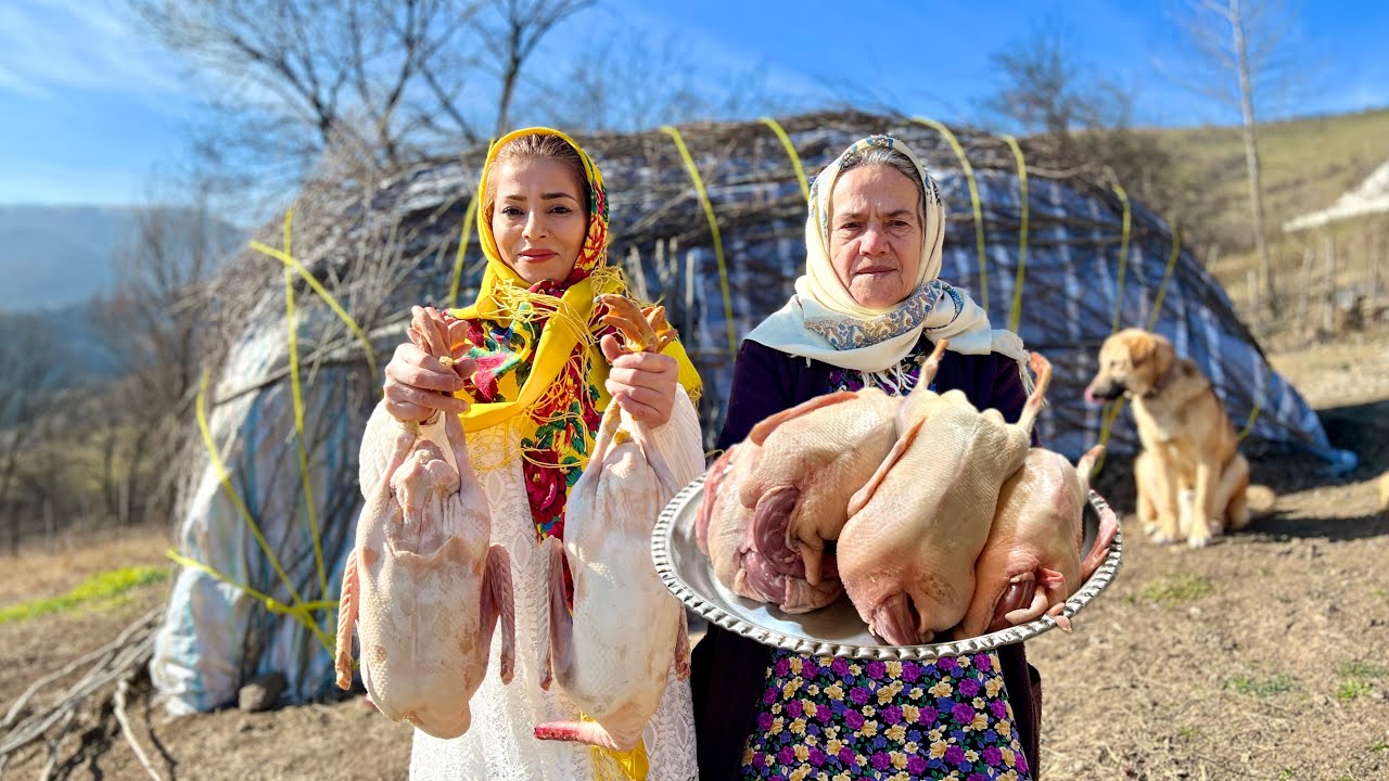 IRAN Village Life! Cooking Duck Biryani with Rice Recipe in Village House