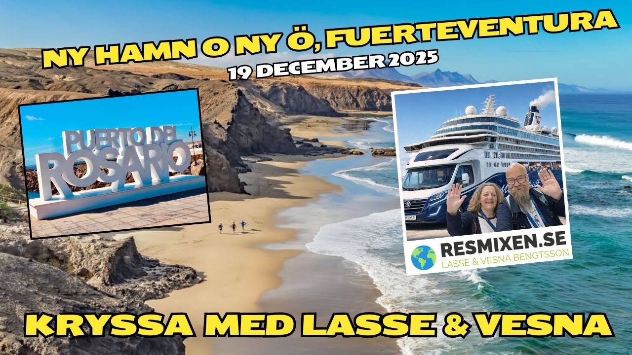 Fuerteventura,. ännu en kanarisk ö besöks. På kvällen är det White Party på båten!