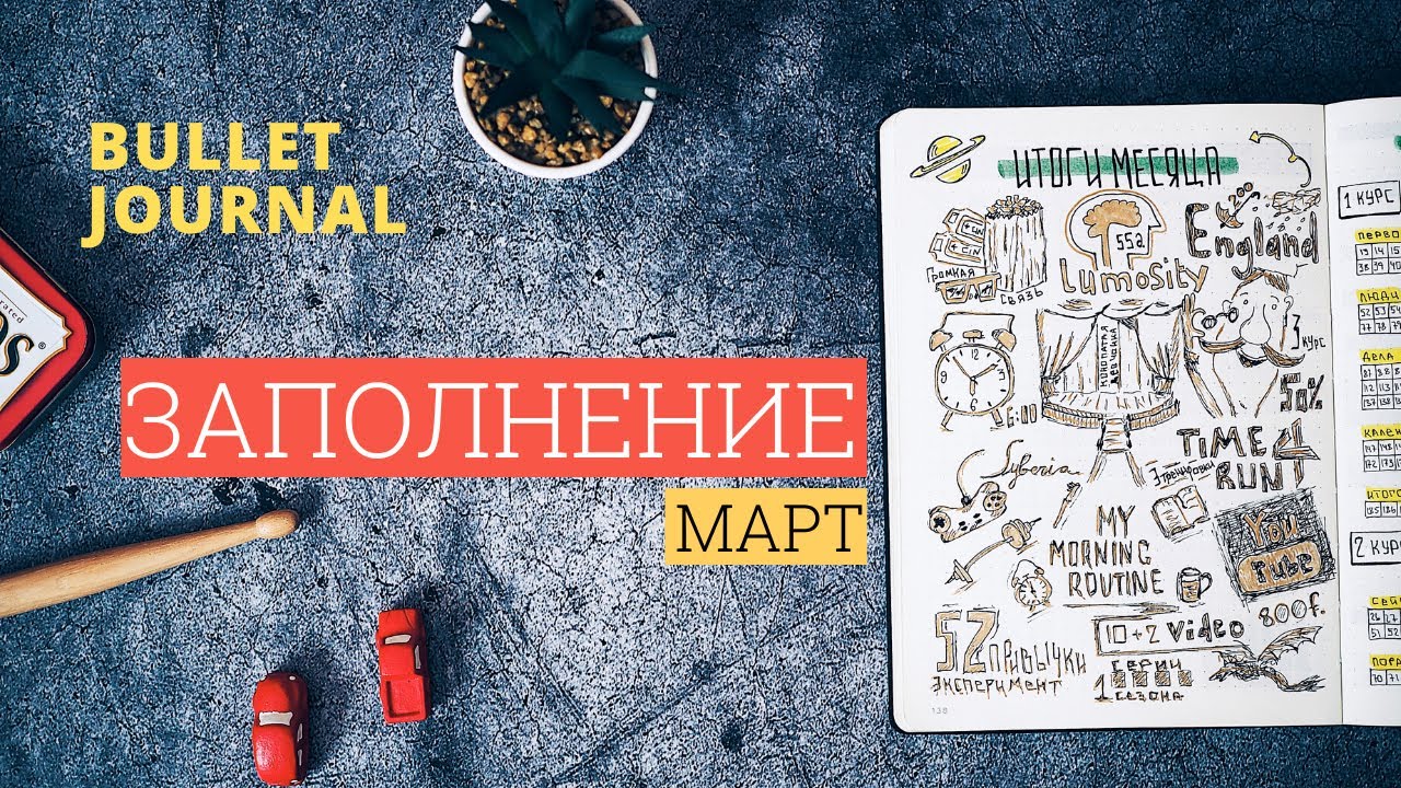 заполнение ежедневника на март 2019 | bullet journal | обзор заполненных разворотов