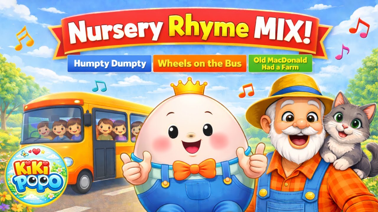 Nursery Rhyme Mix for Kids 🎵 | Humpty Dumpty, Wheels on the Bus & Old MacDonald
