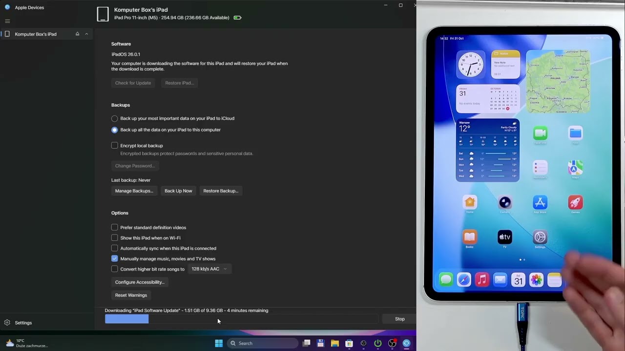 Apple iPad Pro 11 (2025) をAppleデバイス経由で工場出荷時リセット