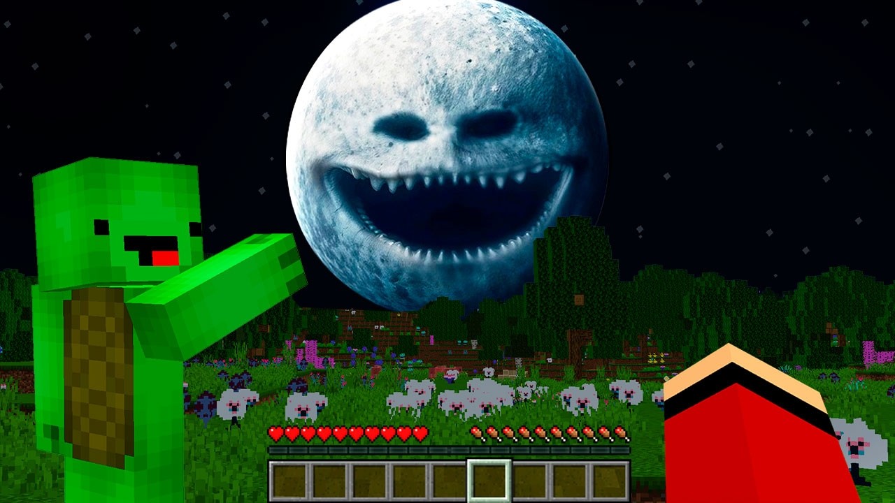 ぜんいちとマイキーは怖い月を見つけました（マインクラフト）