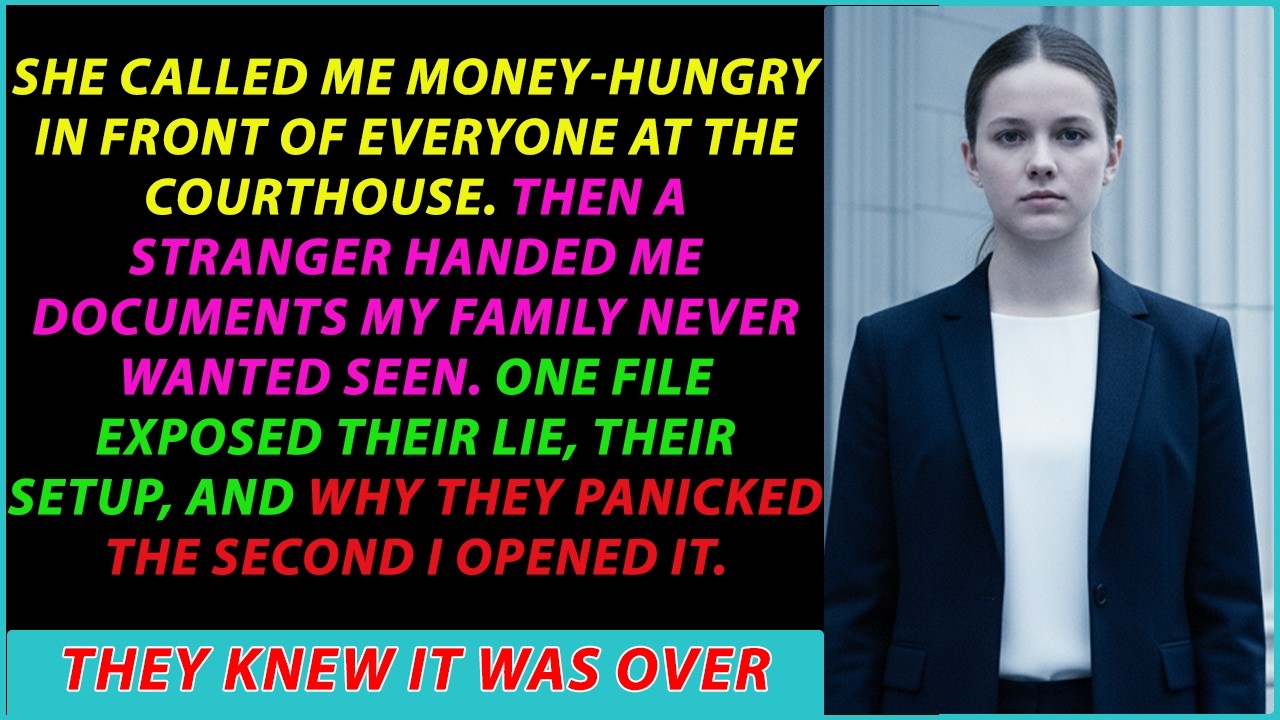 My mom called me “the greedy one” — until a stranger handed me a folder outside the courthouse