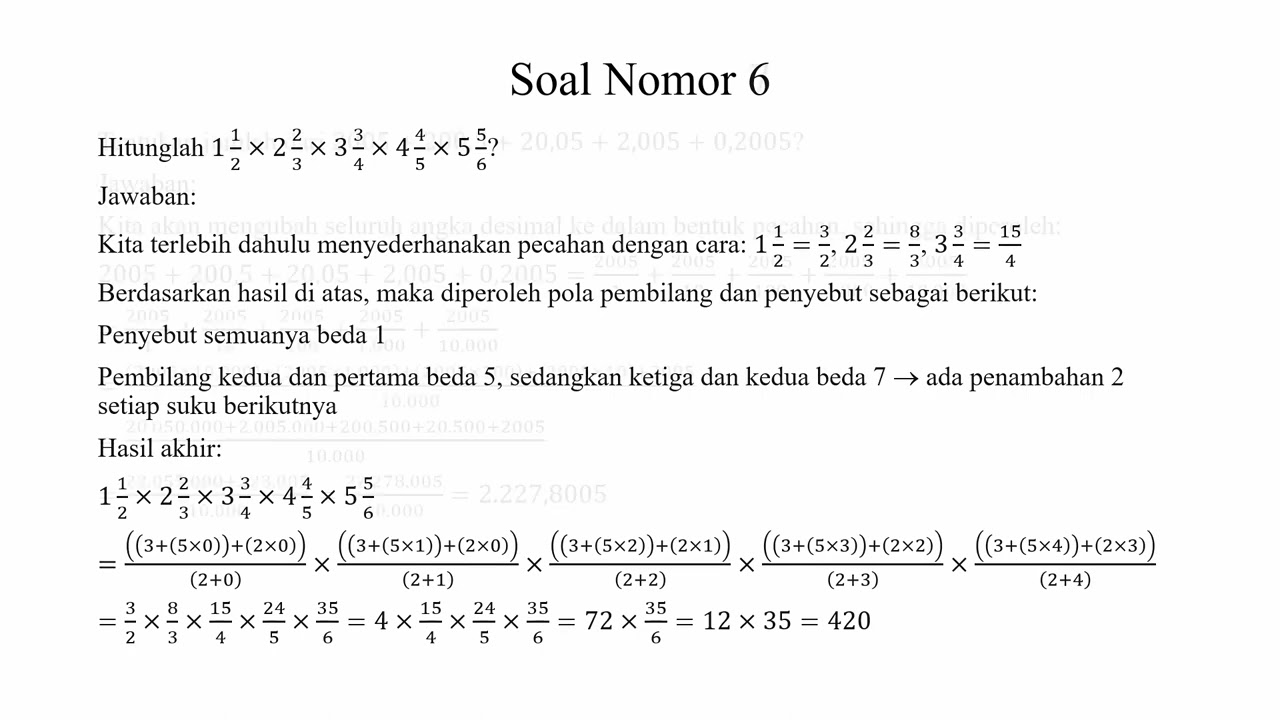 Latihan Soal Olimpiade Matematika SD (Operasi Aljabar & Perhitungan)