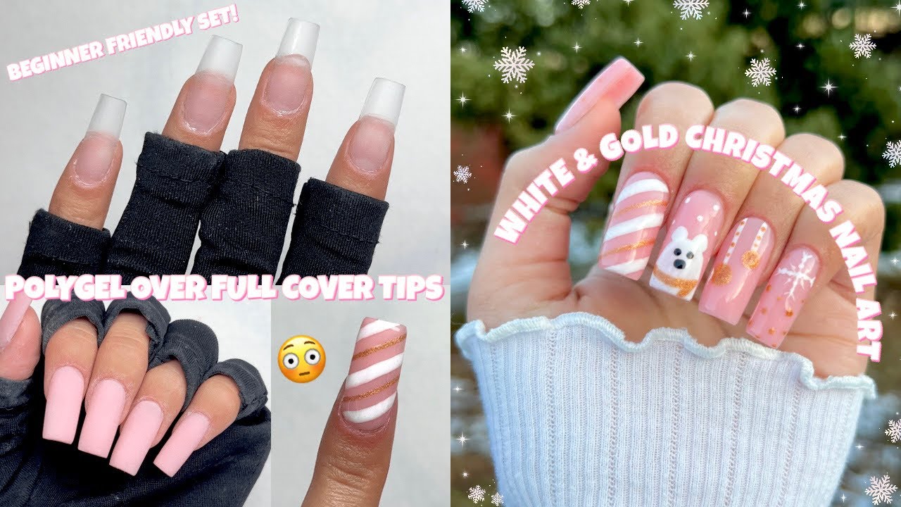 GEL X NAIL EXTENSIONS + POLYGEL OVERLAY | EASY POLYGEL NAIL TUTORIAL | CHRISTMAS NAIL ART