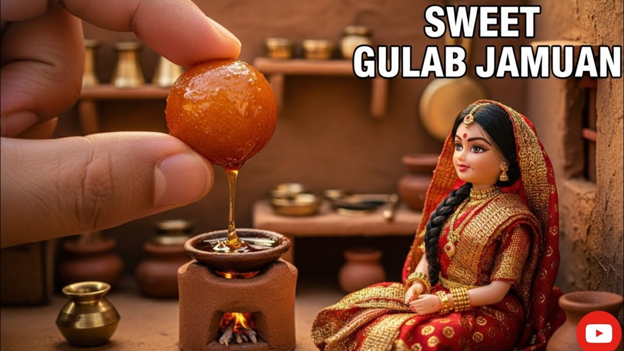 Miniature Doll Gulab Jamun Cooking ASMR | Indian Village Tiny Kitchen Sweet Dessert 🥣🍧