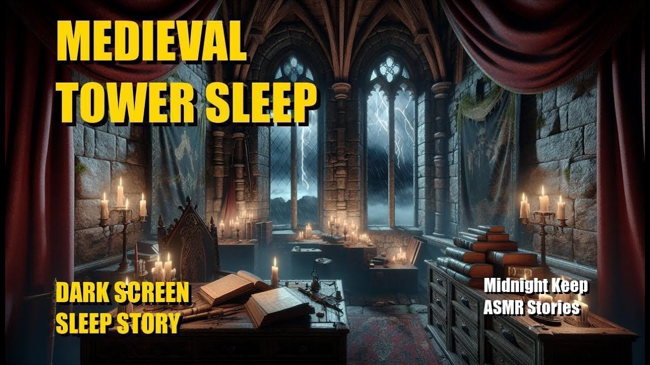 Medieval Tower Study Escape – 2 Hours Deep Sleep Brown Noise, Rain