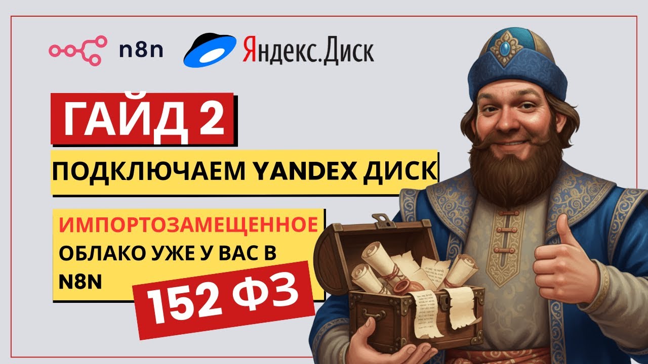Импортозамещение в n8n: Подключаем Яндекс Диск вместо Google Drive по 152 ФЗ с помощью HTTP Request
