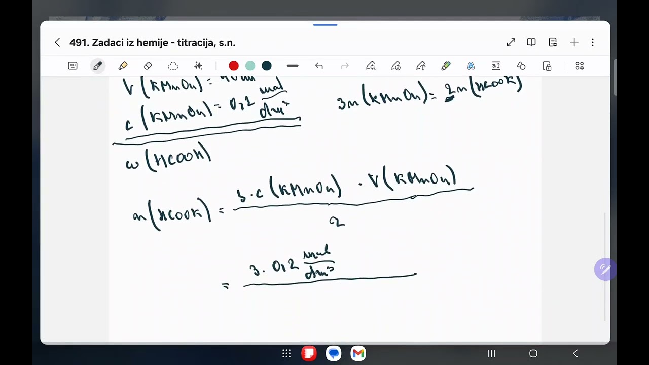 491. Zadaci iz hemije - titracija (srednji nivo), 3. deo