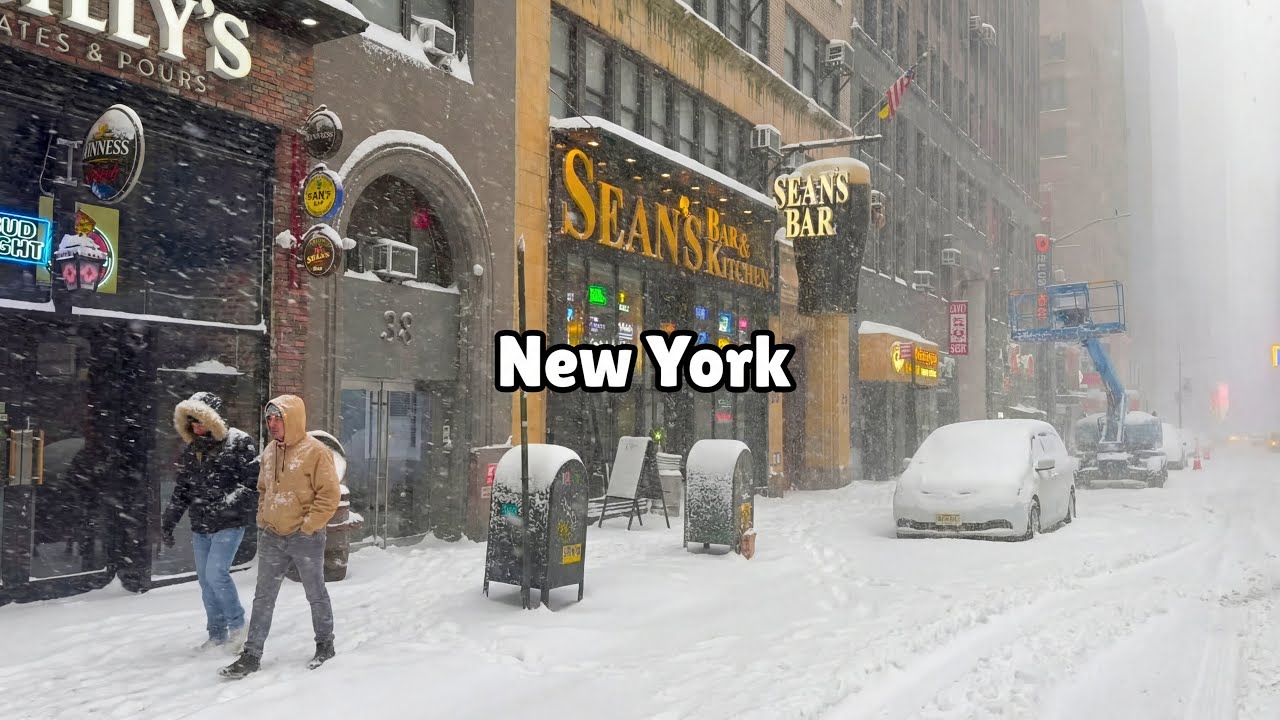 Snowfall In Times Square NYC Morning Manhattan 5th Avenue