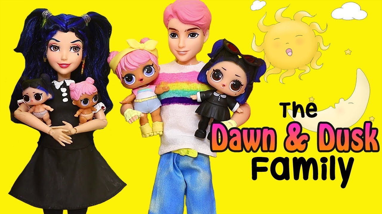 Sniffycat Barbie Families ! The DAWN & DUSK Family Wacky Day ! Toys and Dolls Family Fun for Kids