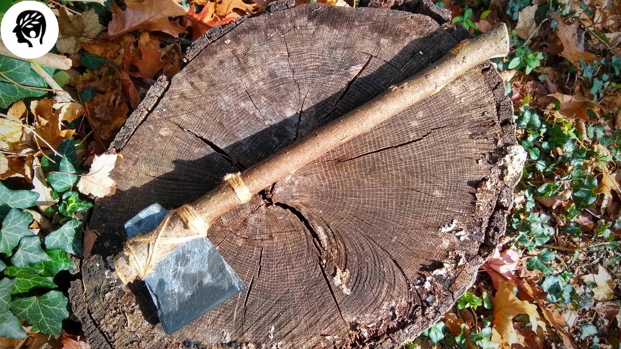 Primitive Slate Tomahawk : Stone Age Survival tool and fighting weapon!