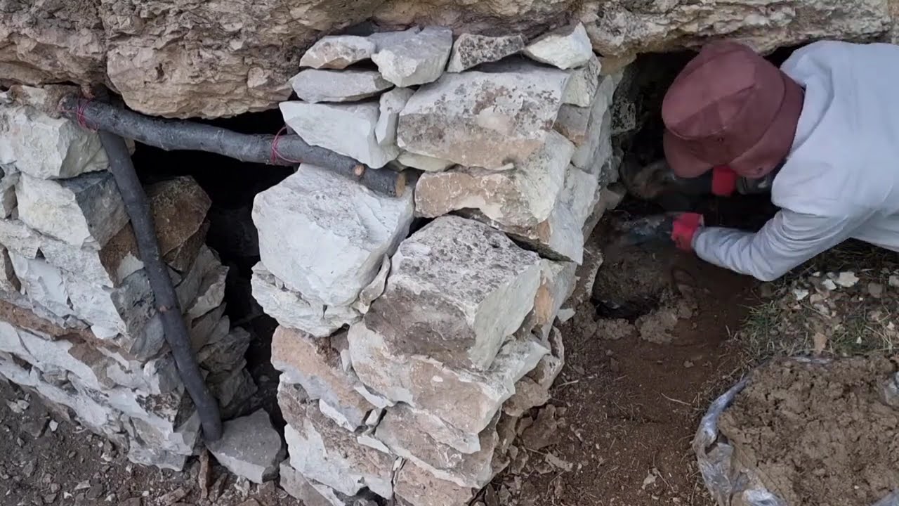 Building a House with STONE and WOOD in the Forest and Mountains | by @Eshcaft