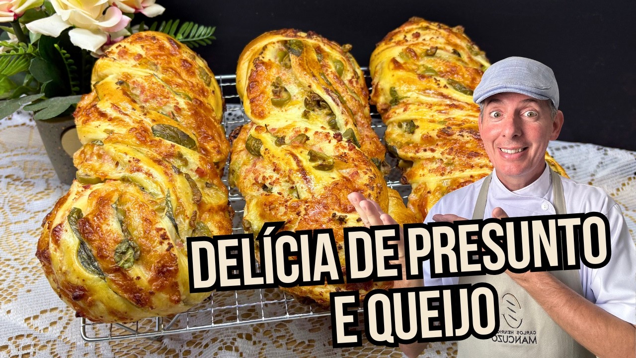Misturei presunto, queijo e manjericão dentro do pão… olha o que aconteceu!!!