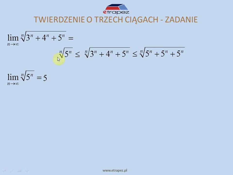 Granica ciągu (twierdzenie o trzech ciągach)