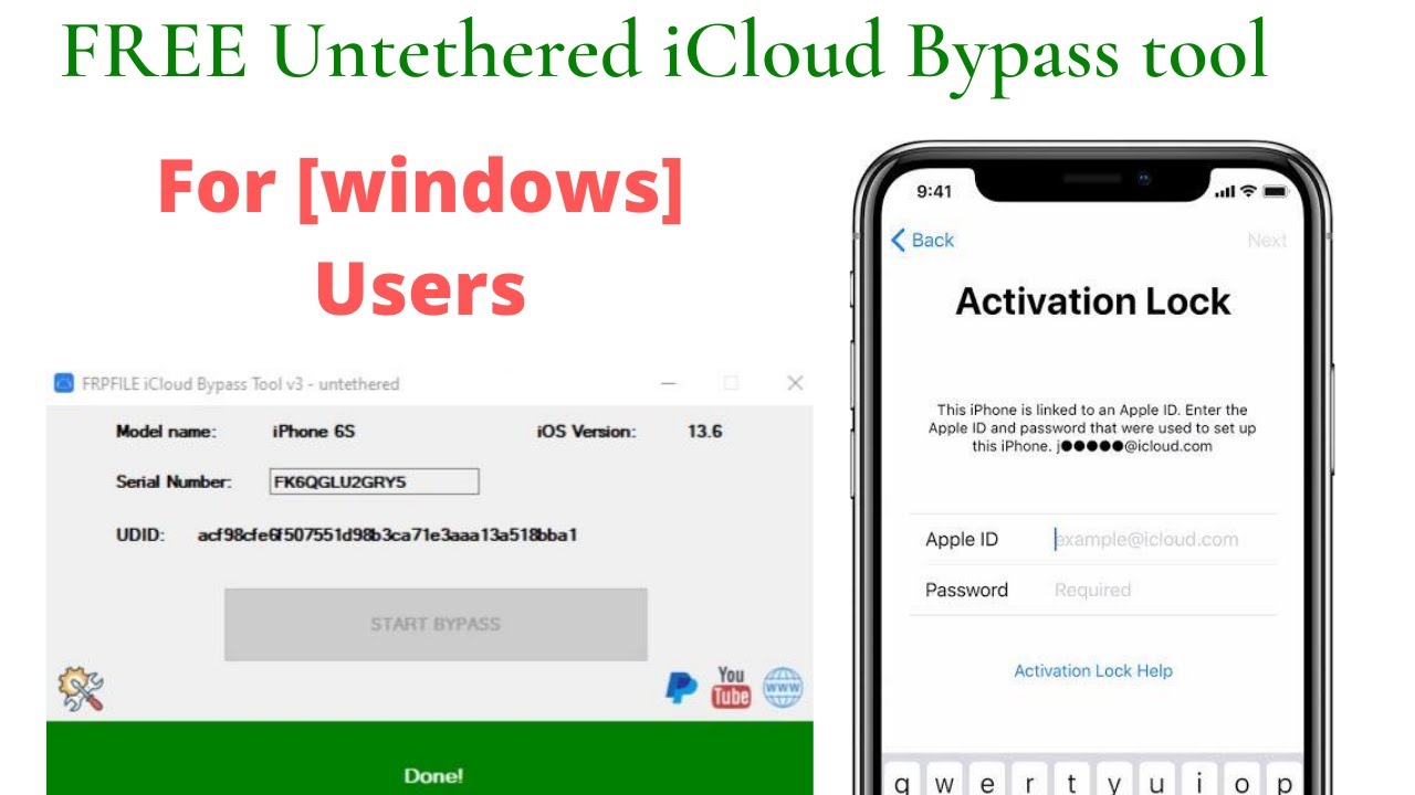 Free Untethered iCloud bypass tool for windows - auto block Updates - Erase all data & settings