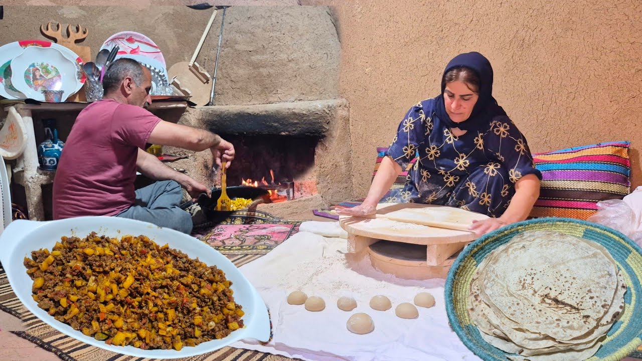 Rural Life in Iran | Making Fresh Local Bread and Minced Meat