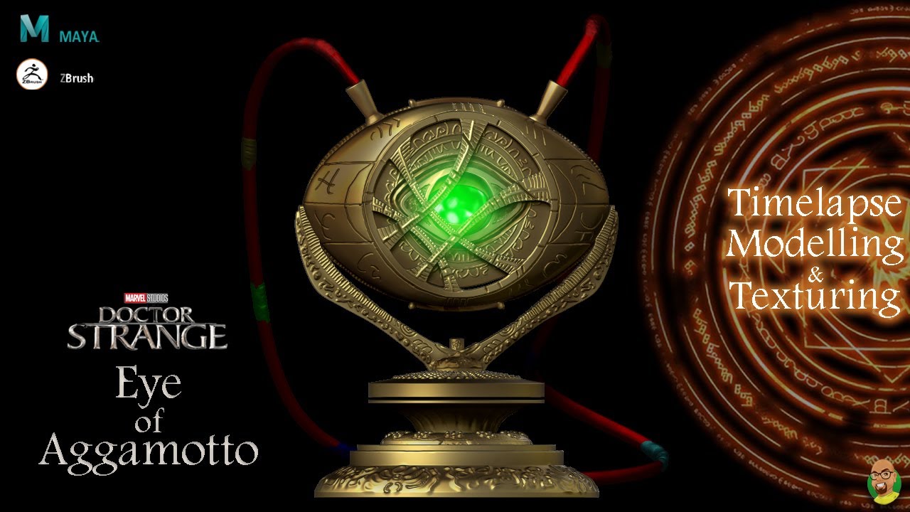 Doctor Strange's Eye of Agamotto Timelapse 3D Modelling & Texturing using Maya & Zbrush