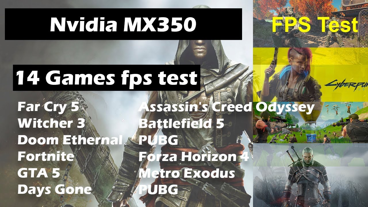 Nvidia GeForce MX350 (Laptop) 2022 14 AAA+ Games fps test
