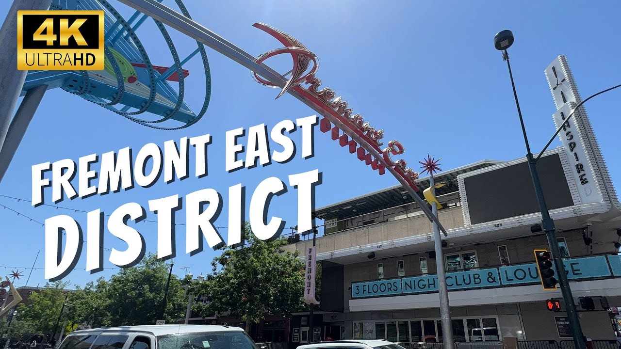 4K Fremont East District Walk - Walking Downtown Las Vegas, Nevada | 6 Block Entertainment District
