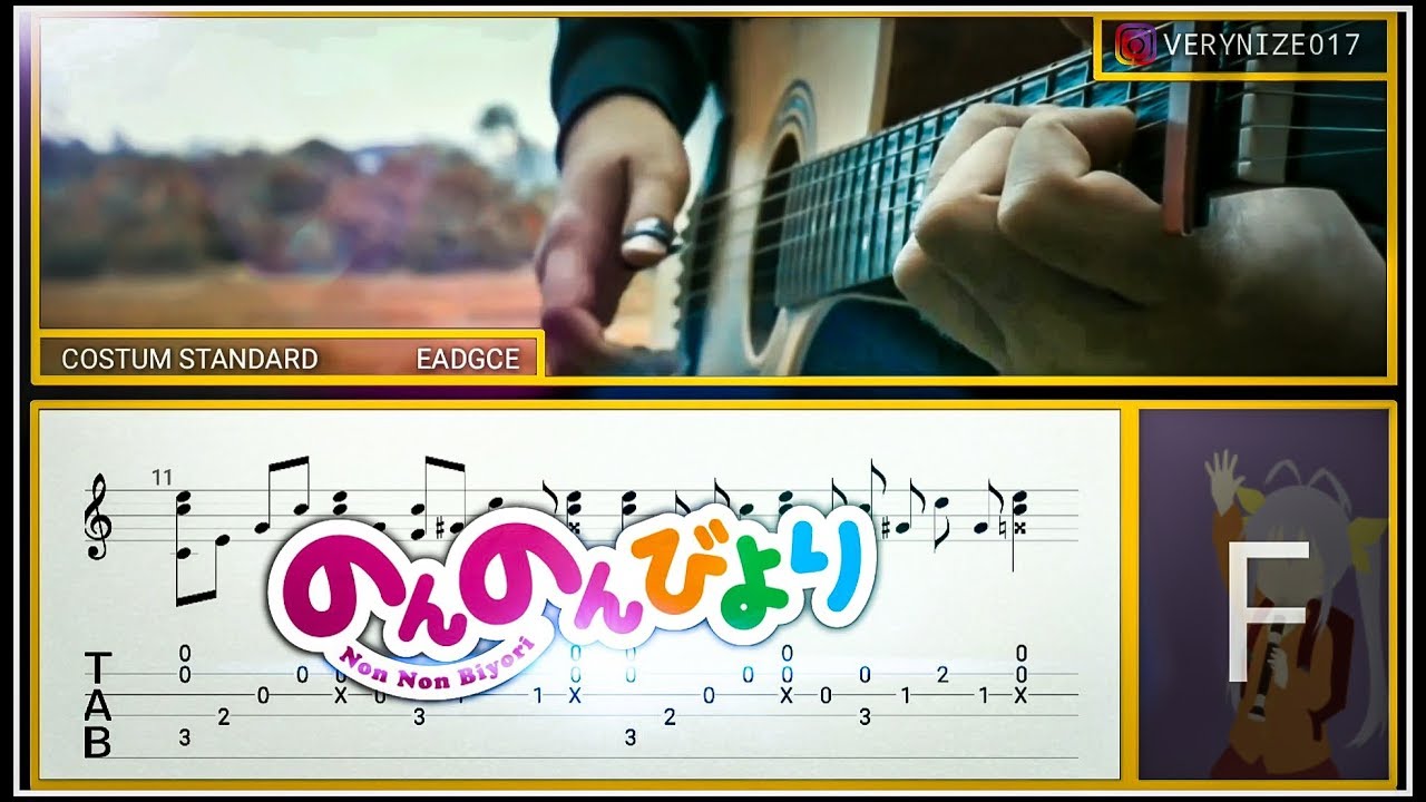 [TAB/TUTORIAL] NON NON BIYORI - Hidamari Michi to REN chan FINGERSTYLE TAB GUITAR