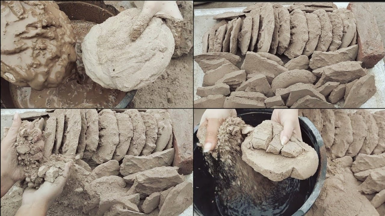ASMR: soft dusty snappy pure mud dirt slabs crumble+smashing+wholecrushing/dry+water 💯🤤