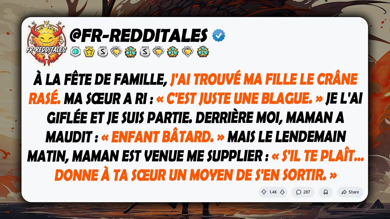 À la fête de famille, j'ai trouvé ma fille le crâne rasé. Ma sœur a ri : « C'est une blague. »