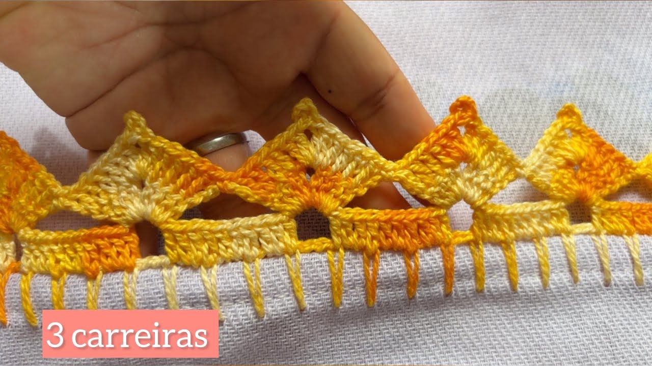 #99Barrado fácil e rápido para Panos de prato #crochet #barradinho#croche 