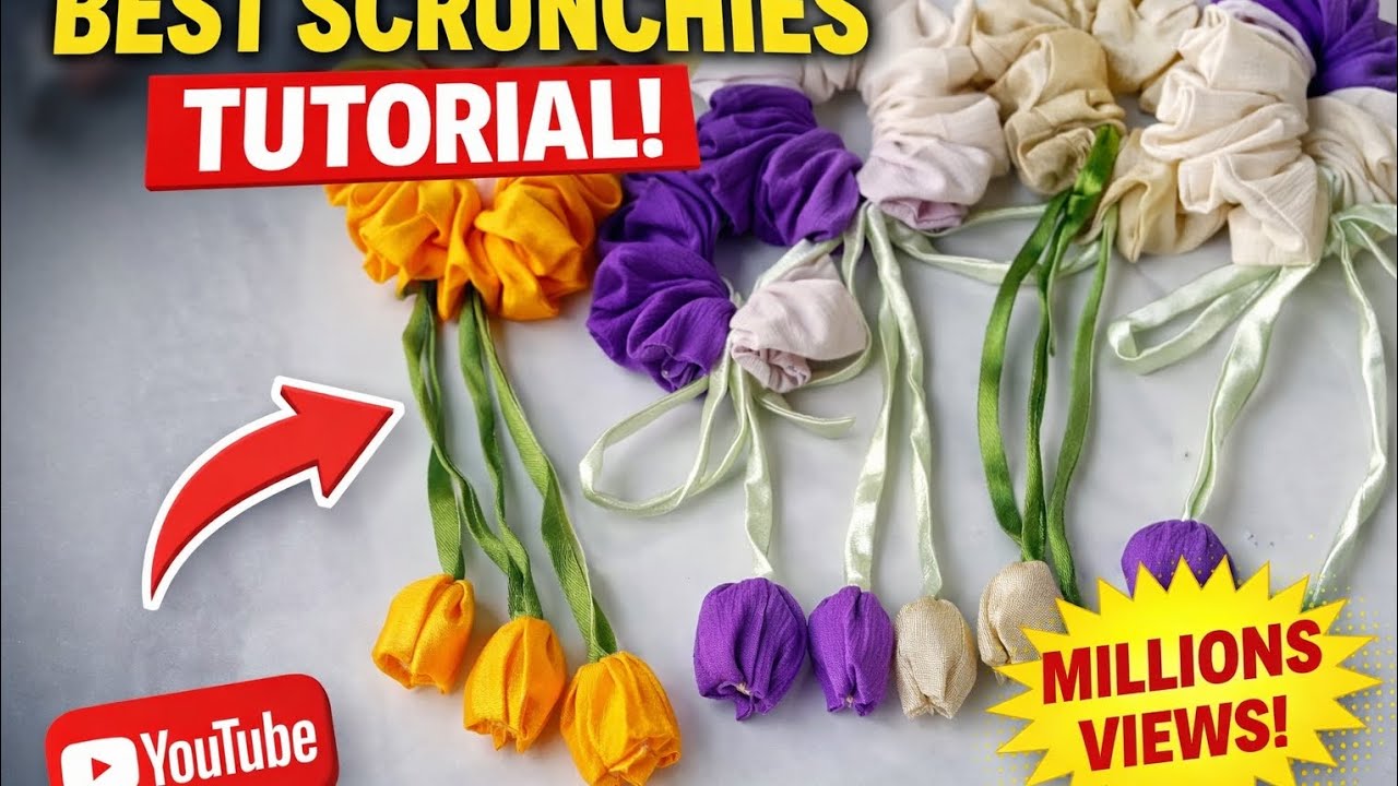 How to make 🌷🌷 tulip flower scrnchy Fashion week collection 