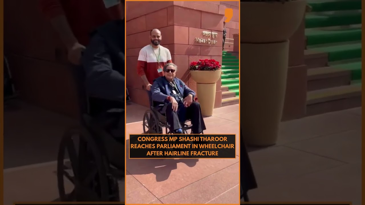 Shashi Tharoor Enters Parliament in Wheelchair After Hairline Fracture | News9