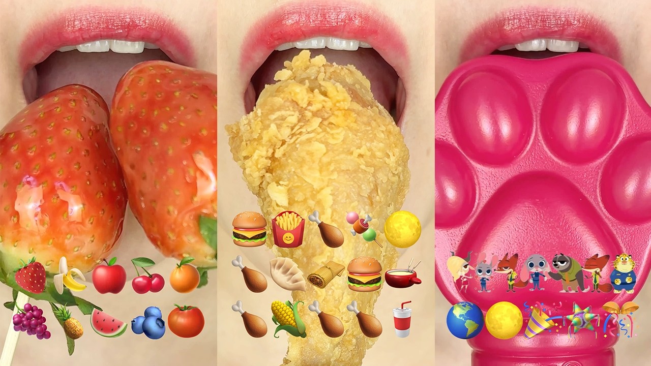 asmr DANGBEE (TIKTOK COMPILATION) 1HOUR EMOJI FOOD CHALLENGE MUKBANG 1시간 틱톡 이모지 먹방 eating sounds