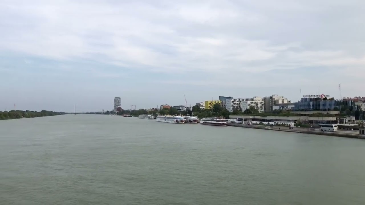 View of the Danube from the bridge in Vienna