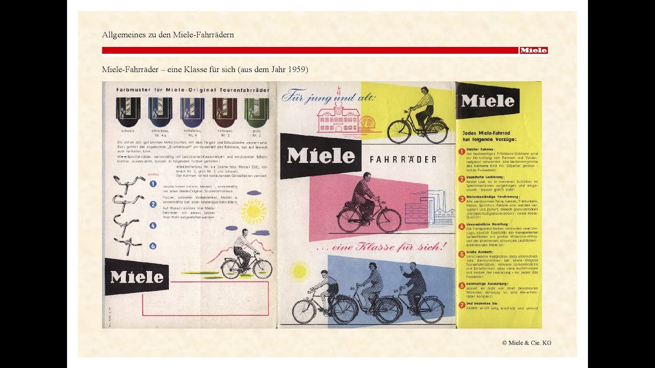 Miele Fahrrad/Miele Fahrr&auml;der/Infos/Baujahr/Farben/Alte Fahrr&auml;der