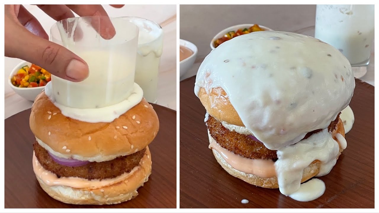 Pull Me Up Burger With Different Style Tikki | Best Burger Recipe | White Sauce Burger | Burger