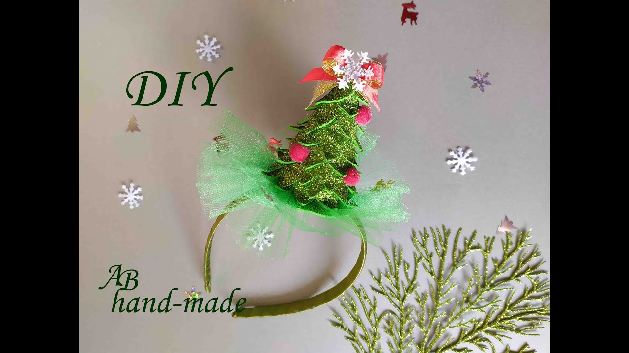 Елочка. Новогодний ободок. /DIY: Foam Christmas Tree Headband.