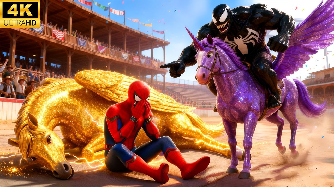 SPIDERMAN Wins the Legendary Unicorn Racing Championship - Epic Magic Race!