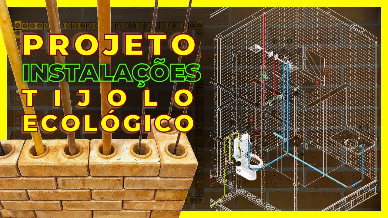 Projeto modulação tijolo ecológico com elétrica, hidráulica, esgoto e estrutura.