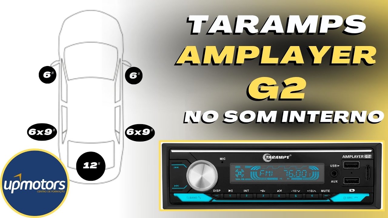 Instalação e REGULAGENS do AMPLAYER G2 pra som interno com SUBWOOFER ; UPMOTORS
