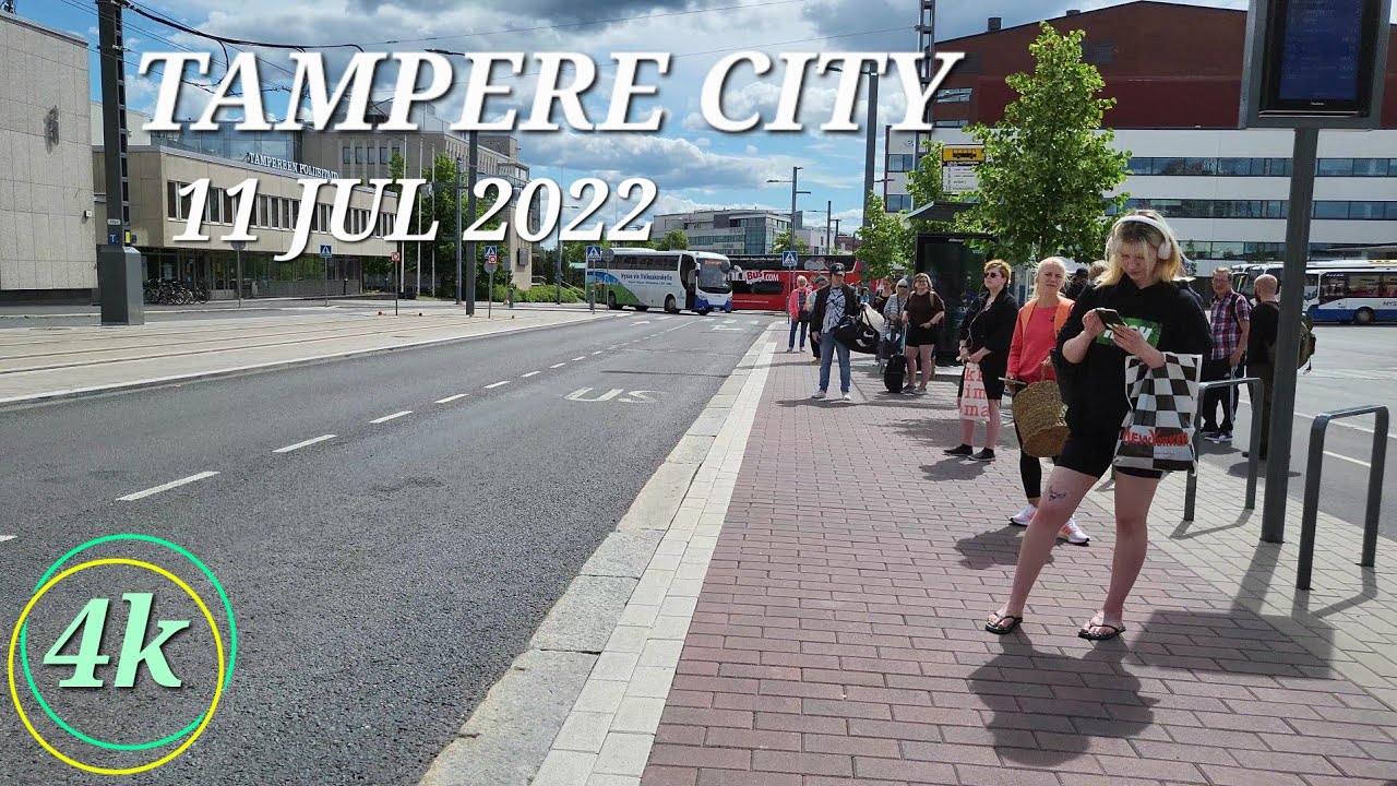 FINLAND - TAMPERE BUS STATION WALK. FINLAND WALKING TOUR. FINLAND SUMMER WALK.Suomen kävelykierros.