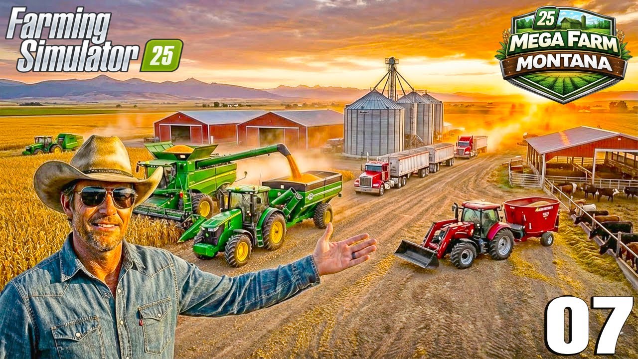 TRUCK LOADS OF CORN! The $10,000,000 Farm Harvest Begins │FS25│MEGA FARM│Timelapse #7