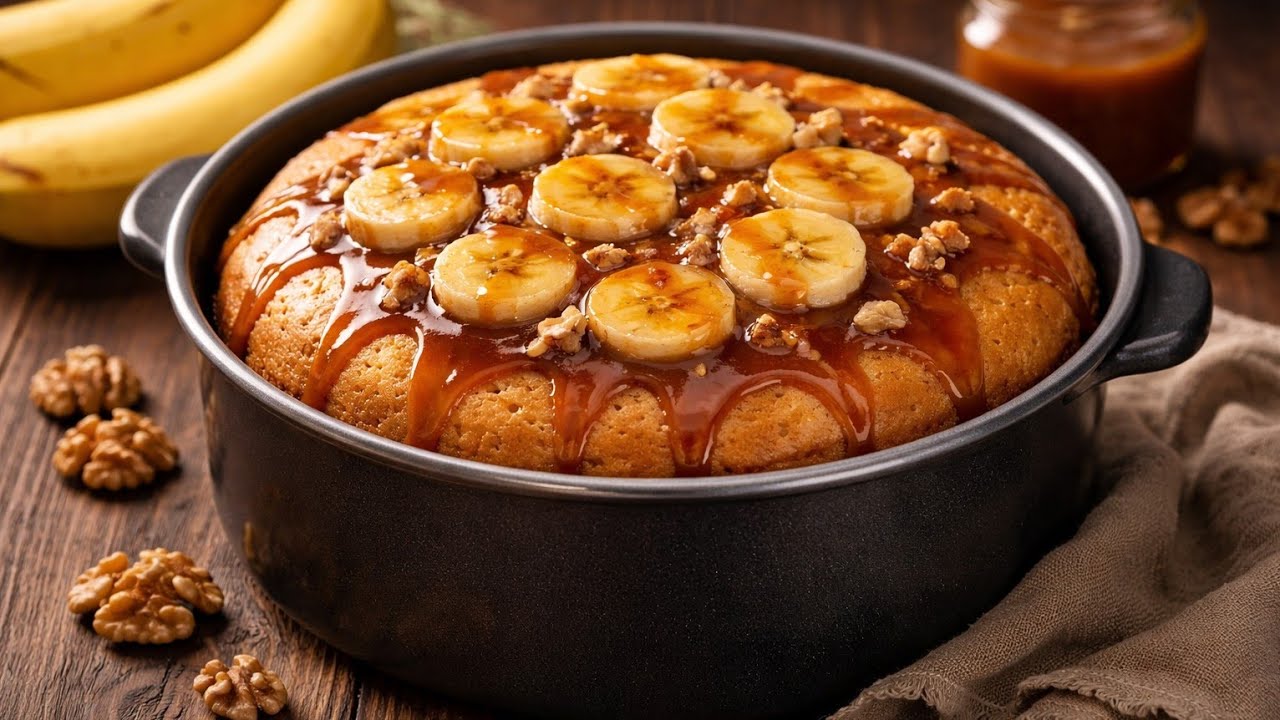 No oven needed | Super delicious homemade caramel banana cake🍌🍌🥞