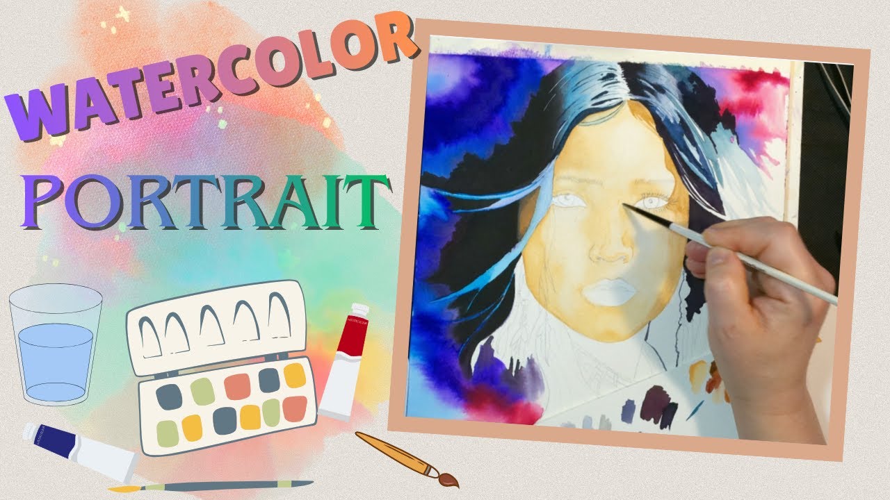 Watercolor Portrait of Young Lady