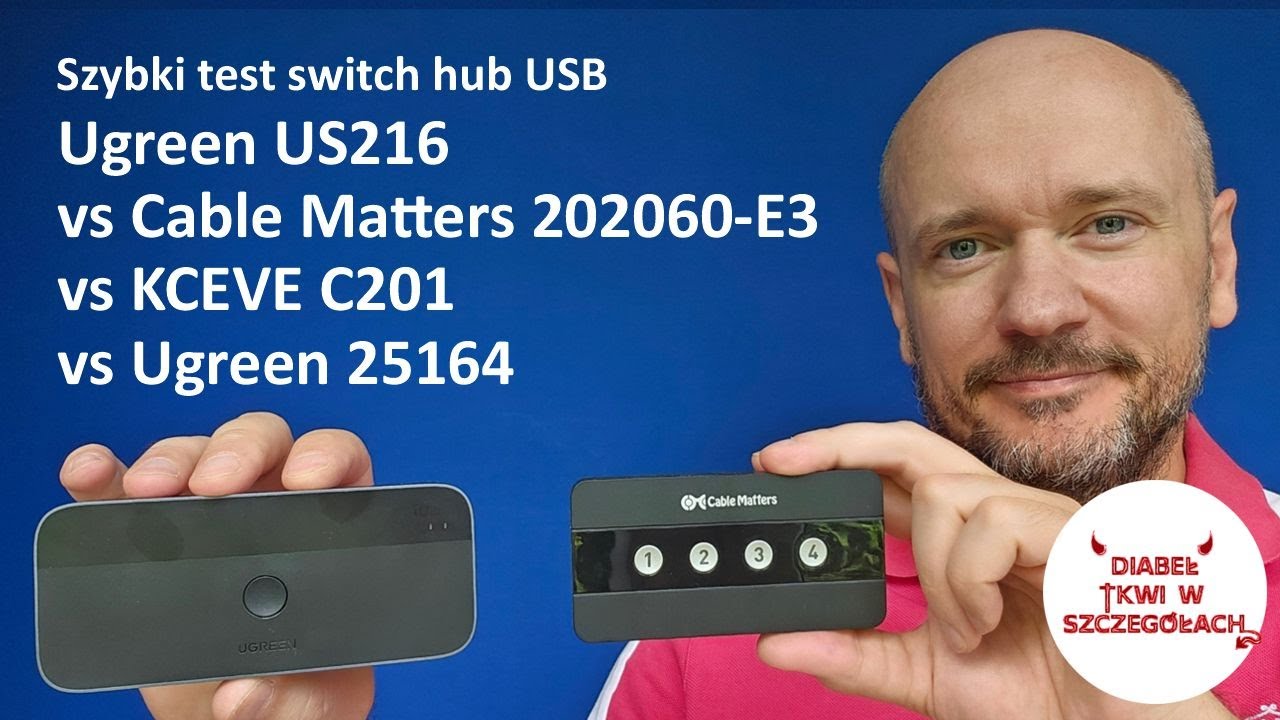 Szybki test switch hub USB Ugreen US216 vs Cable Matters 202060-E3 vs KCEVE C201 vs Ugreen 25164