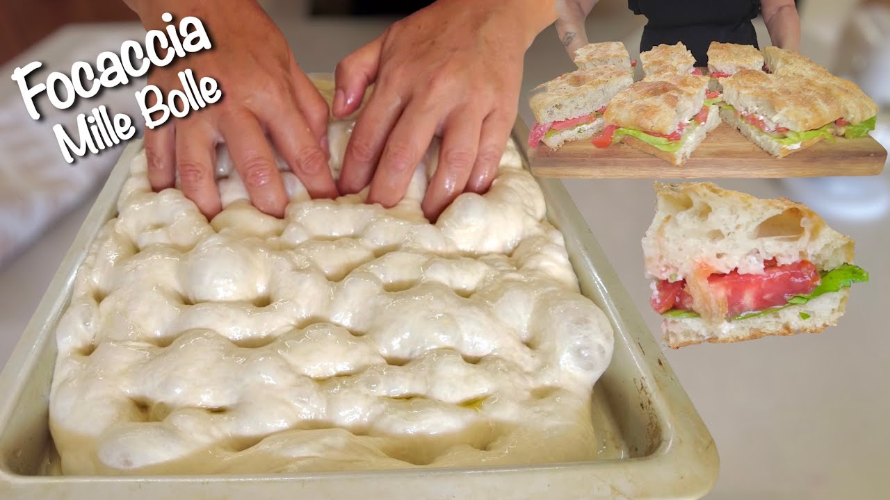 FOCACCIA MILLE BOLLE хрустящая снаружи и мягкая внутри, НЕ ЗАГРЯЗЫВАЯ РУКИ
